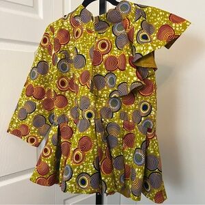 Custom African Ankara Peplum Top with Ruffle - One Sleeve